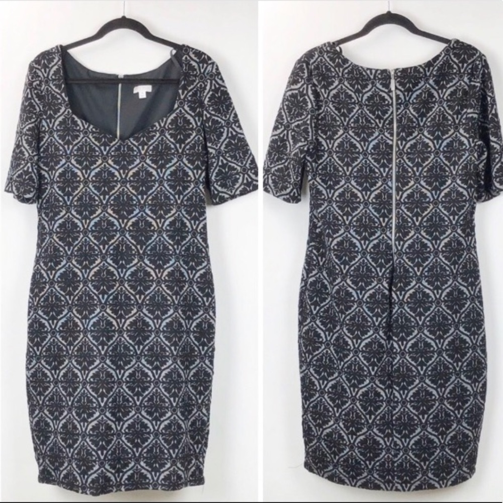 Bison Bisou Brocade Wiggle Dress - Size 16